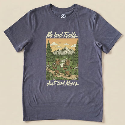 Hike Tee T-Shirt Heather Navy / S No bad Trails Just bad Knees Shirt