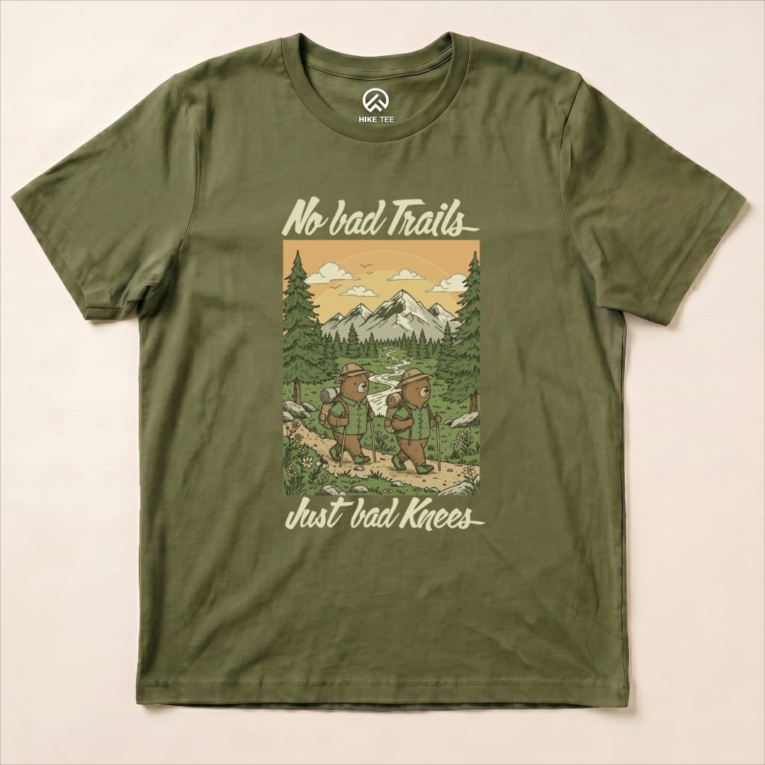 No bad Trails Just bad Knees Shirt Hike Tee T-Shirt Military Green / S