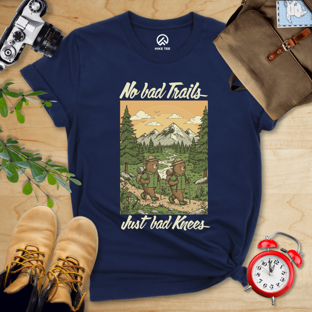 Hike Tee T-Shirt Navy / S No bad Trails Just bad Knees Shirt