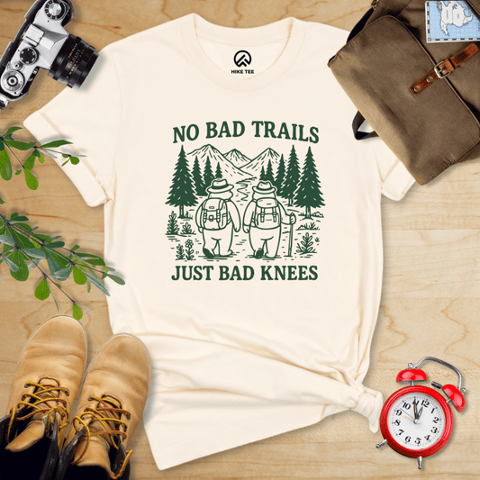 Hike Tee T-Shirt Natural / S No Bad Trails Just Bad Knees