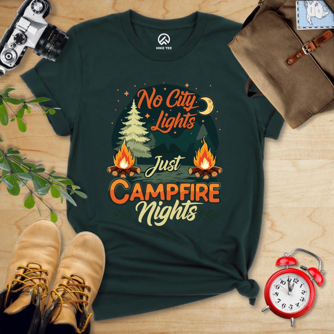 Hike Tee T-Shirt Forest / S No city Lights Just Campfire Nights Shirt