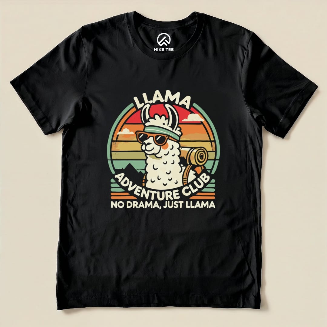 No Drama Just LLama Club Shirt Hike Tee T-Shirt Black / S