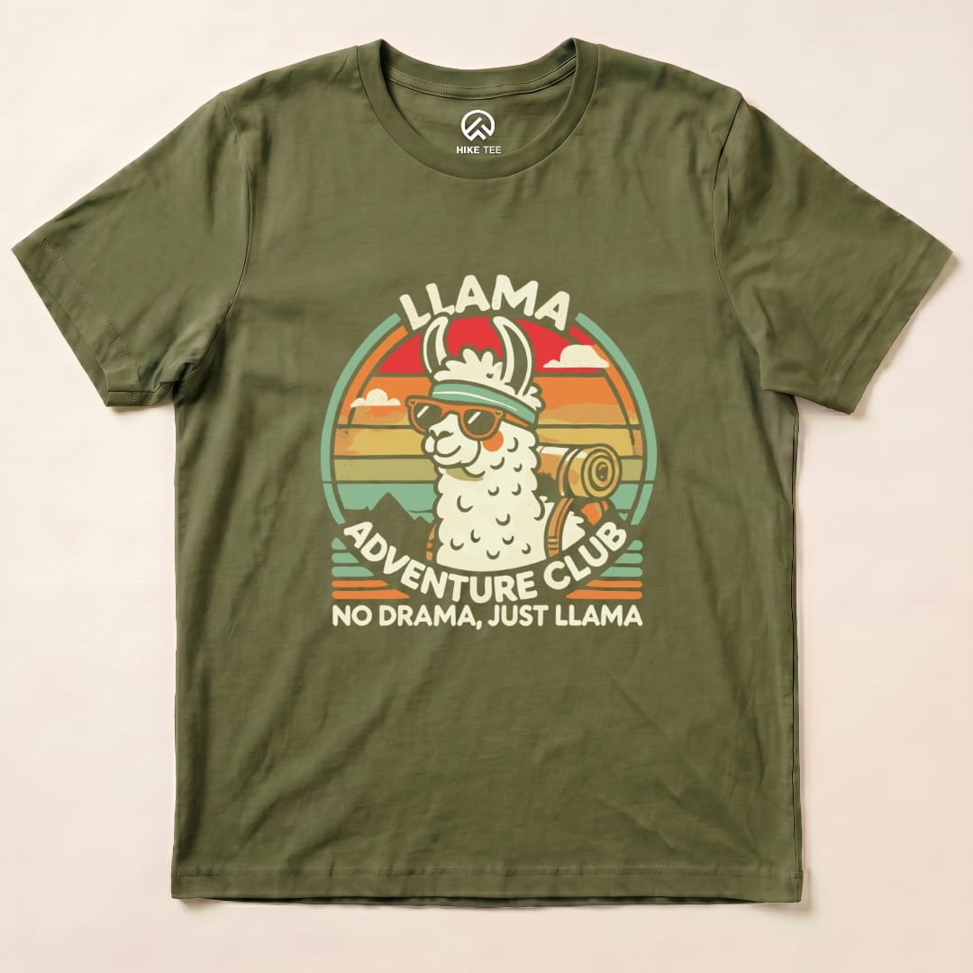 No Drama Just LLama Club Shirt Hike Tee T-Shirt Military Green / S