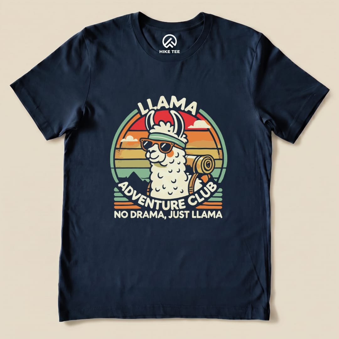 No Drama Just LLama Club Shirt Hike Tee T-Shirt Navy / S