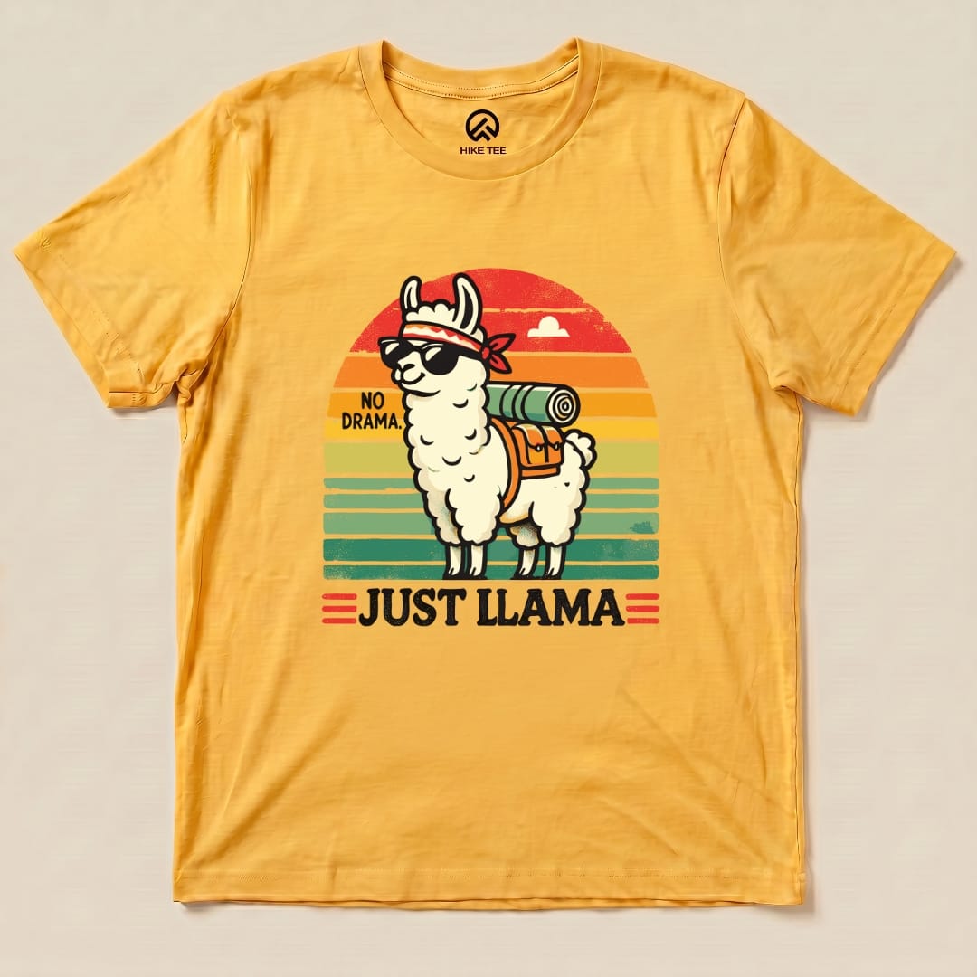 No Drama Just Llama Shirt Hike Tee T-Shirt Gold / S