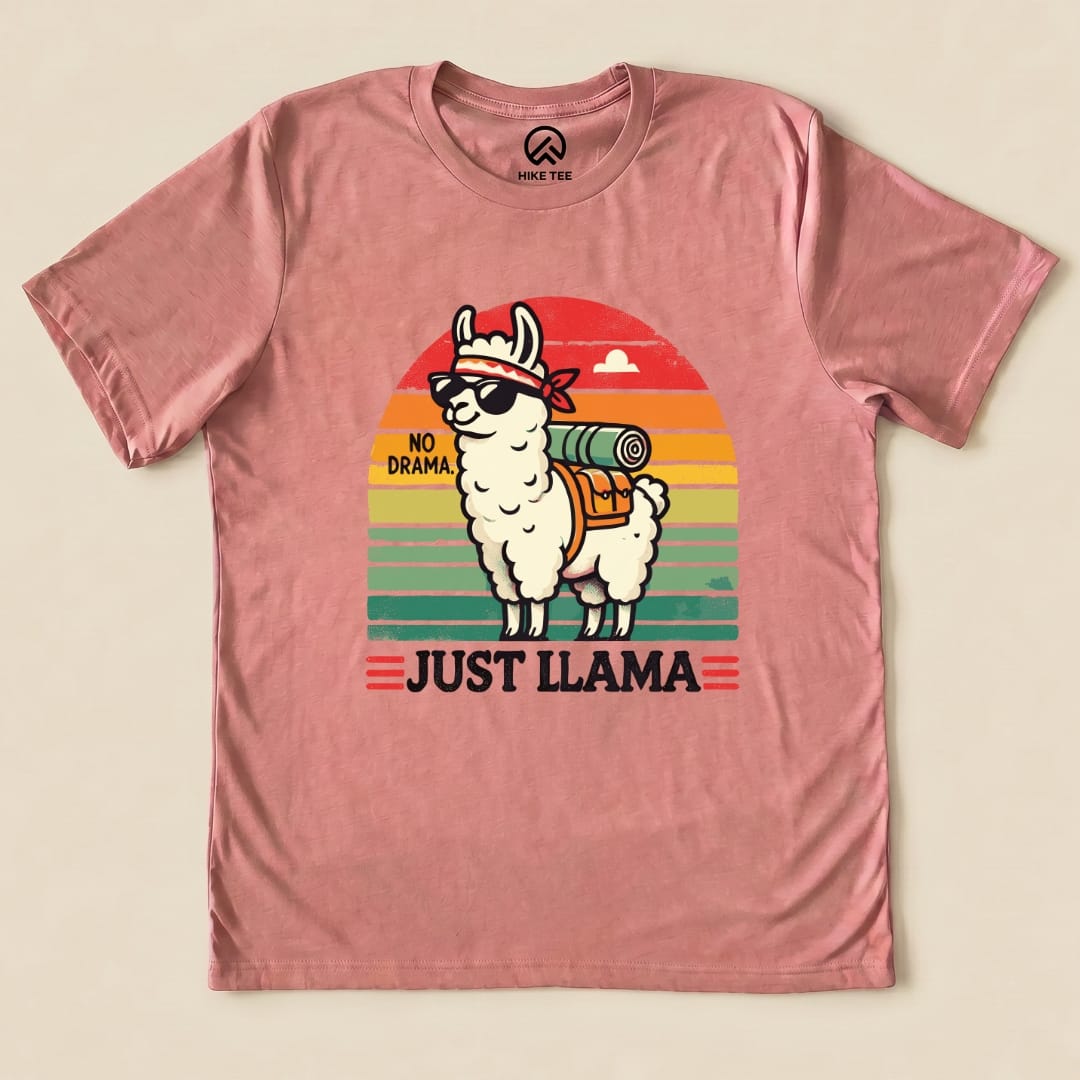 No Drama Just Llama Shirt Hike Tee T-Shirt Heather Mauve / S