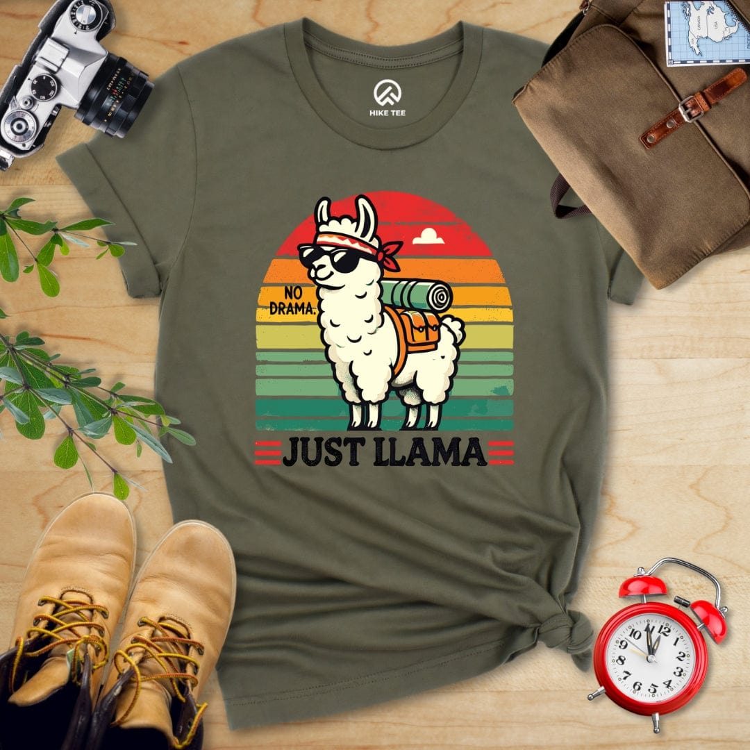 Hike Tee T-Shirt Military Green / S No Drama Just Llama Shirt