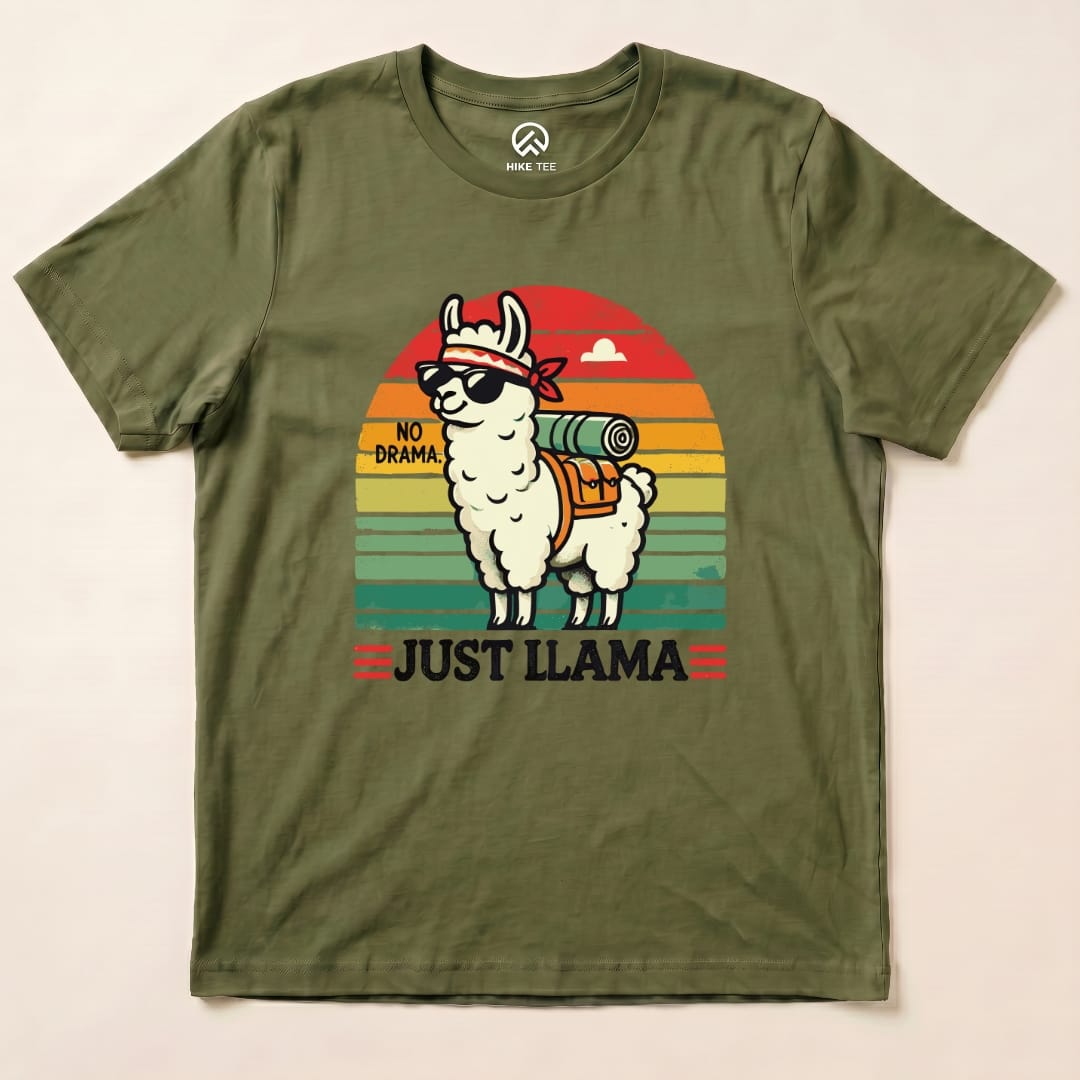 No Drama Just Llama Shirt Hike Tee T-Shirt Military Green / S