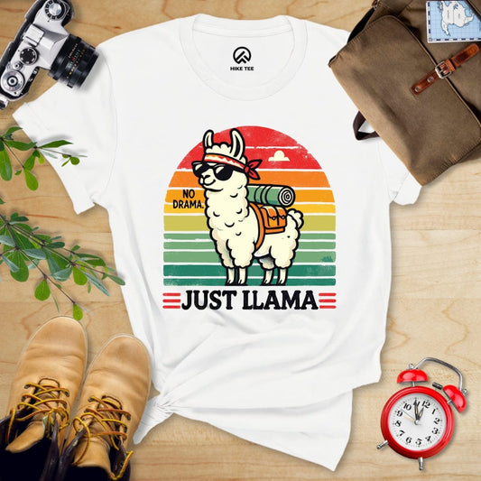 Hike Tee T-Shirt White / S No Drama Just Llama Shirt
