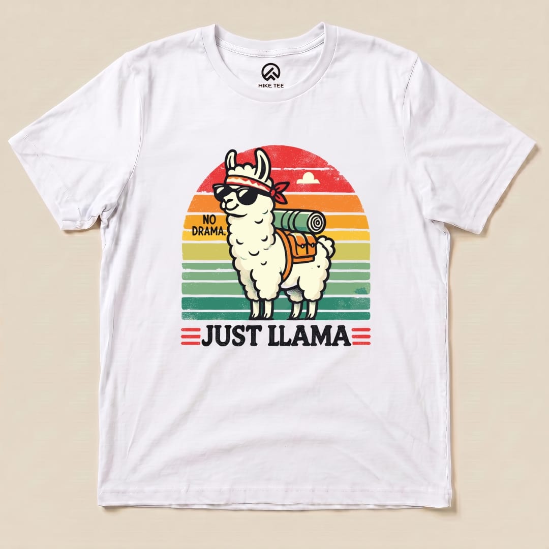 No Drama Just Llama Shirt Hike Tee T-Shirt White / S