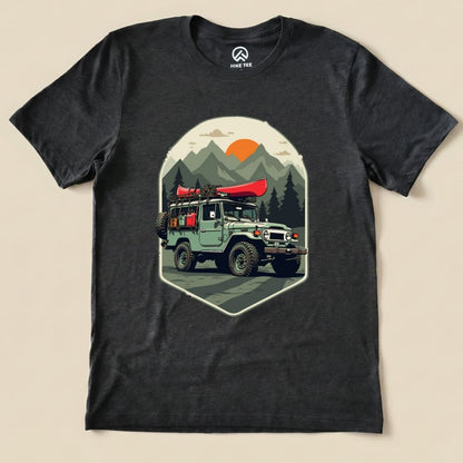 Offroad with Canoe Shirt Hike Tee T-Shirt Dark Grey Heather / S