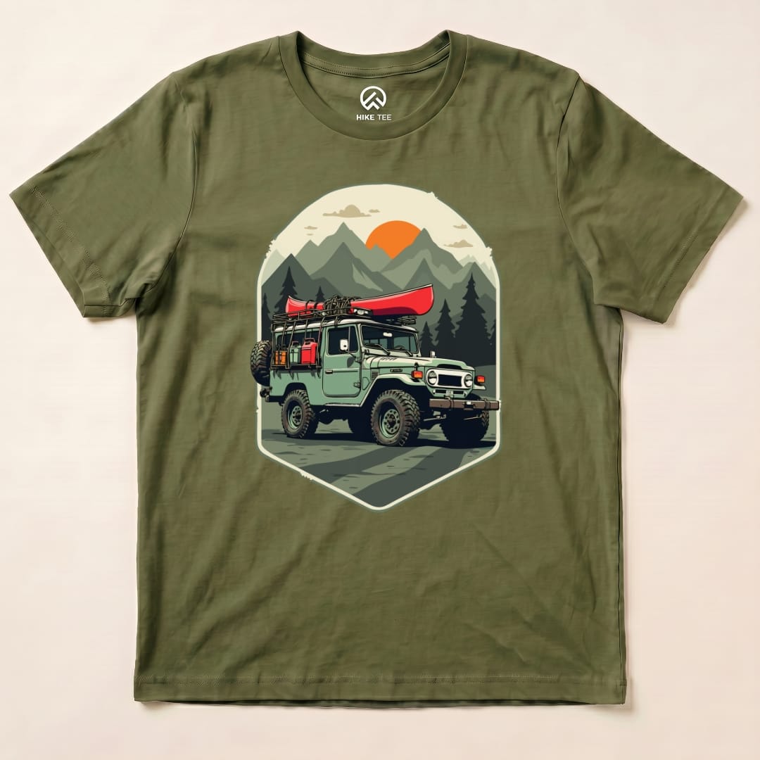 Offroad with Canoe Shirt Hike Tee T-Shirt Military Green / S
