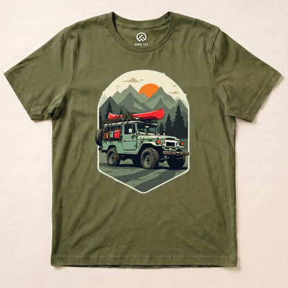 Offroad with Canoe Shirt Hike Tee T-Shirt Military Green / S