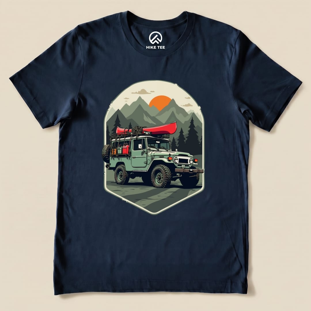 Offroad with Canoe Shirt Hike Tee T-Shirt Navy / S