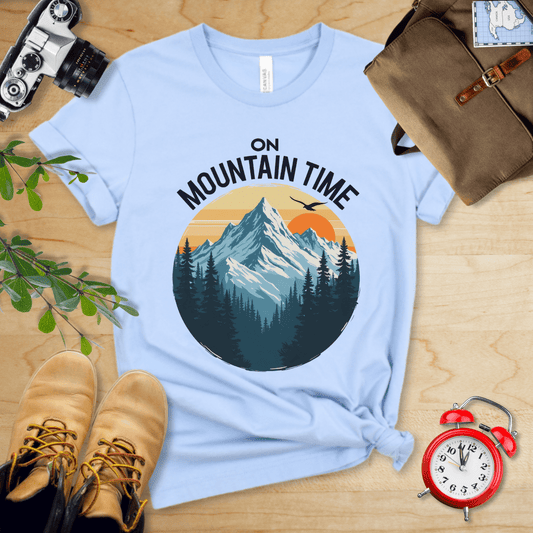 Printify T-Shirt Baby Blue / S On Mountain Time Shirt