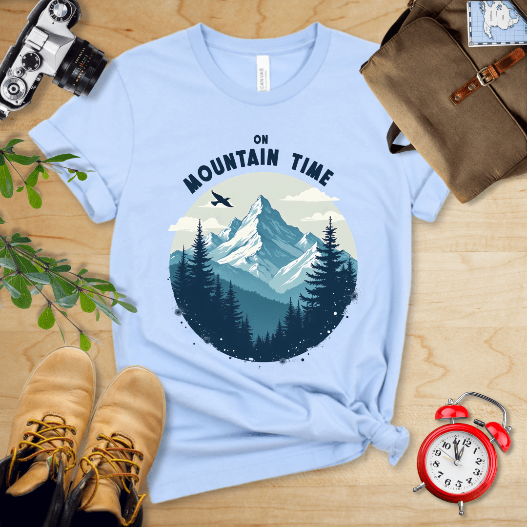 Printify T-Shirt Baby Blue / S On Mountain Time Shirt