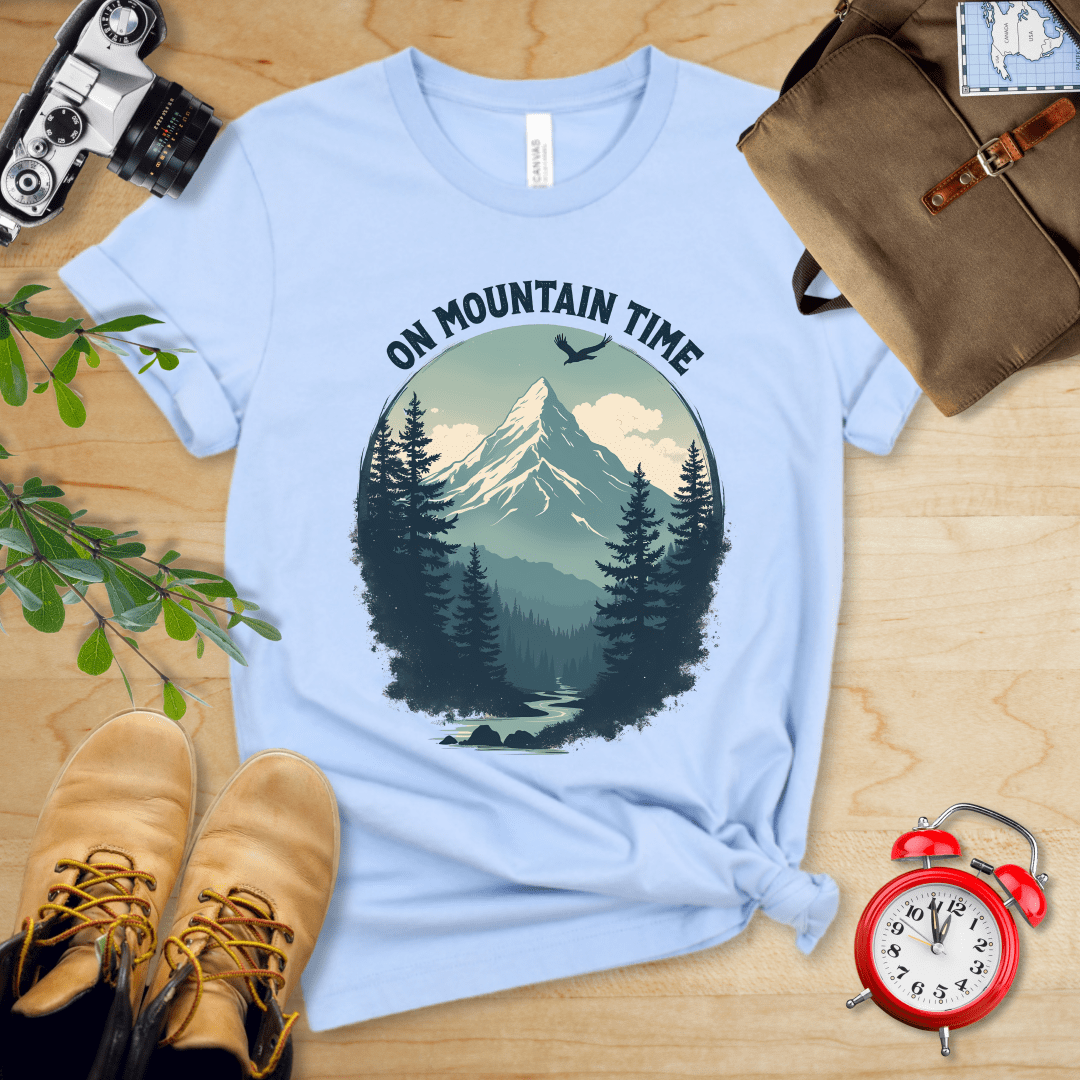 Printify T-Shirt Baby Blue / S On Mountain Time Shirt