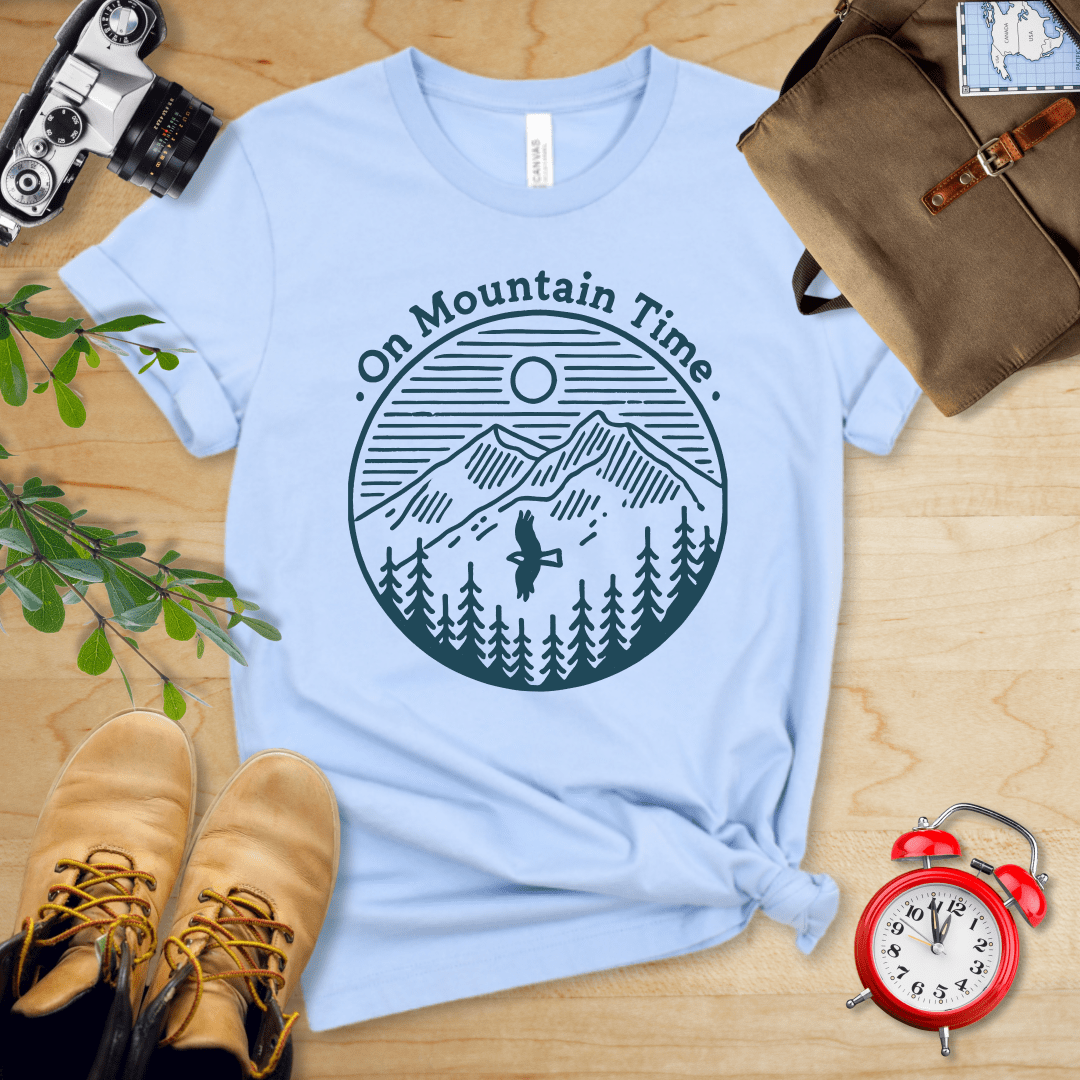 Printify T-Shirt Baby Blue / S On Mountain Time Shirt