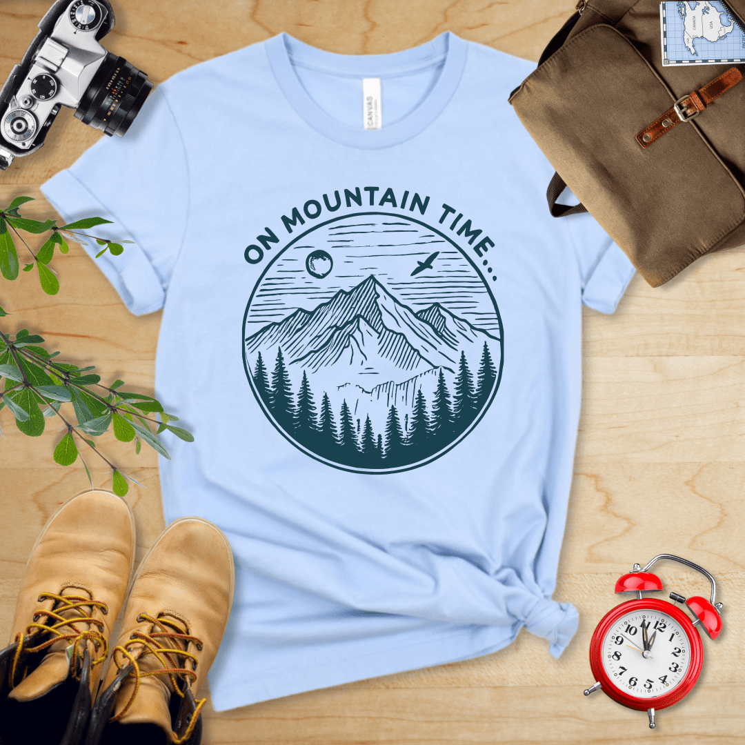 Printify T-Shirt Baby Blue / S On Mountain Time Shirt