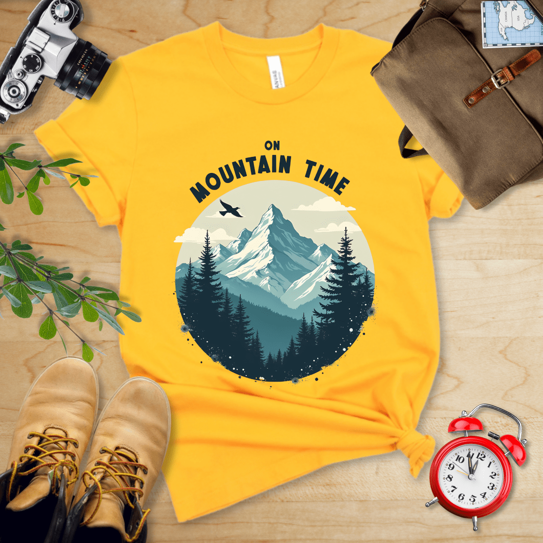 Printify T-Shirt Gold / S On Mountain Time Shirt