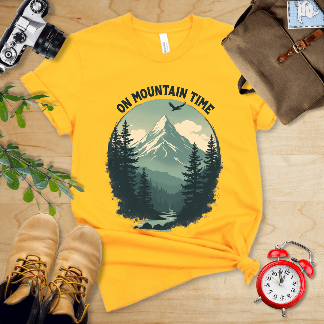 Printify T-Shirt Gold / S On Mountain Time Shirt