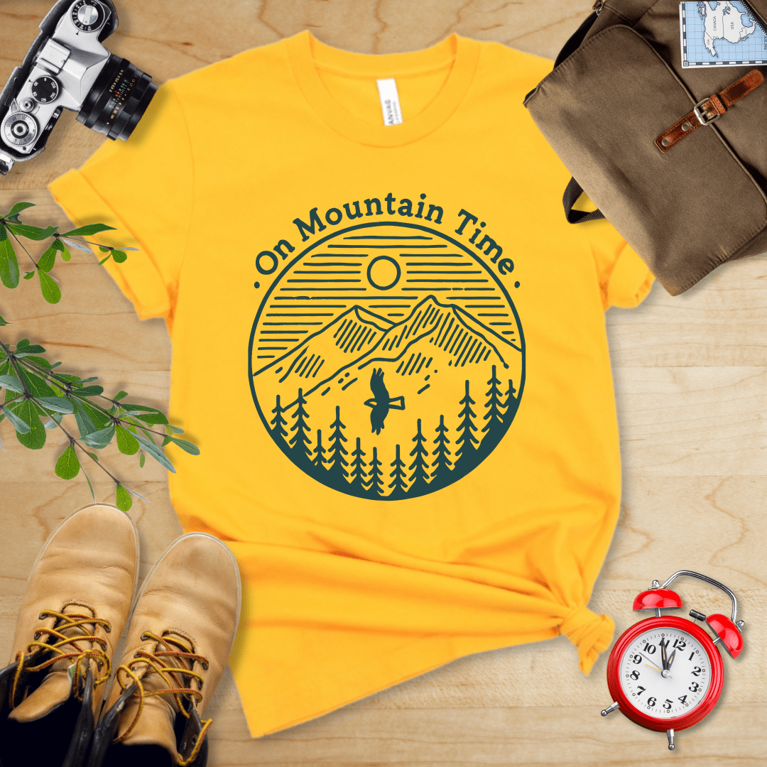 Printify T-Shirt Gold / S On Mountain Time Shirt