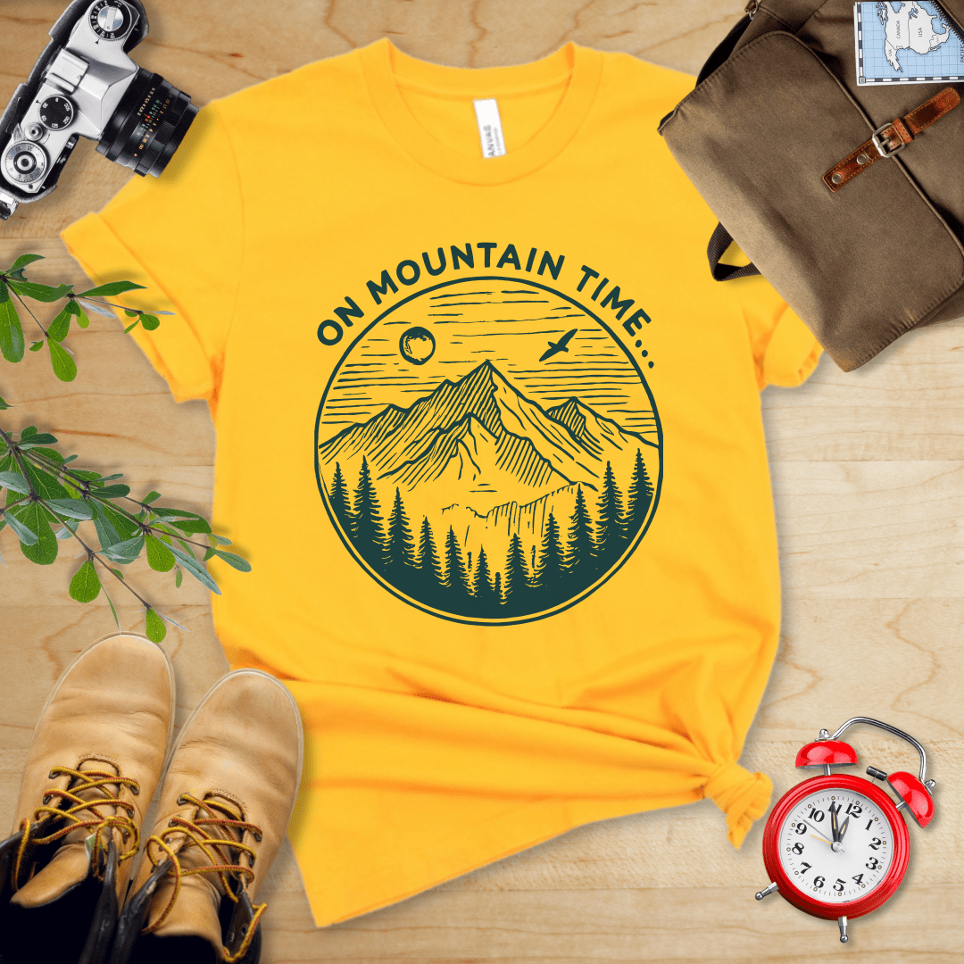 Printify T-Shirt Gold / S On Mountain Time Shirt