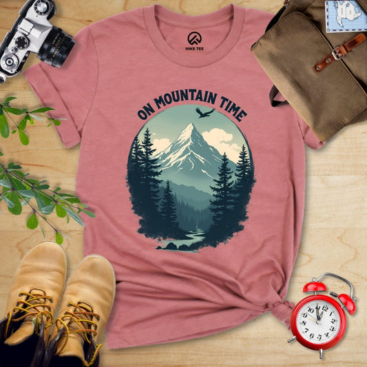 Printify T-Shirt Heather Mauve / S On Mountain Time Shirt