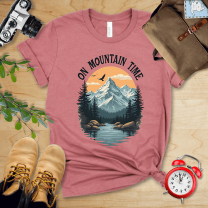 Printify T-Shirt Heather Mauve / S On Mountain Time Shirt