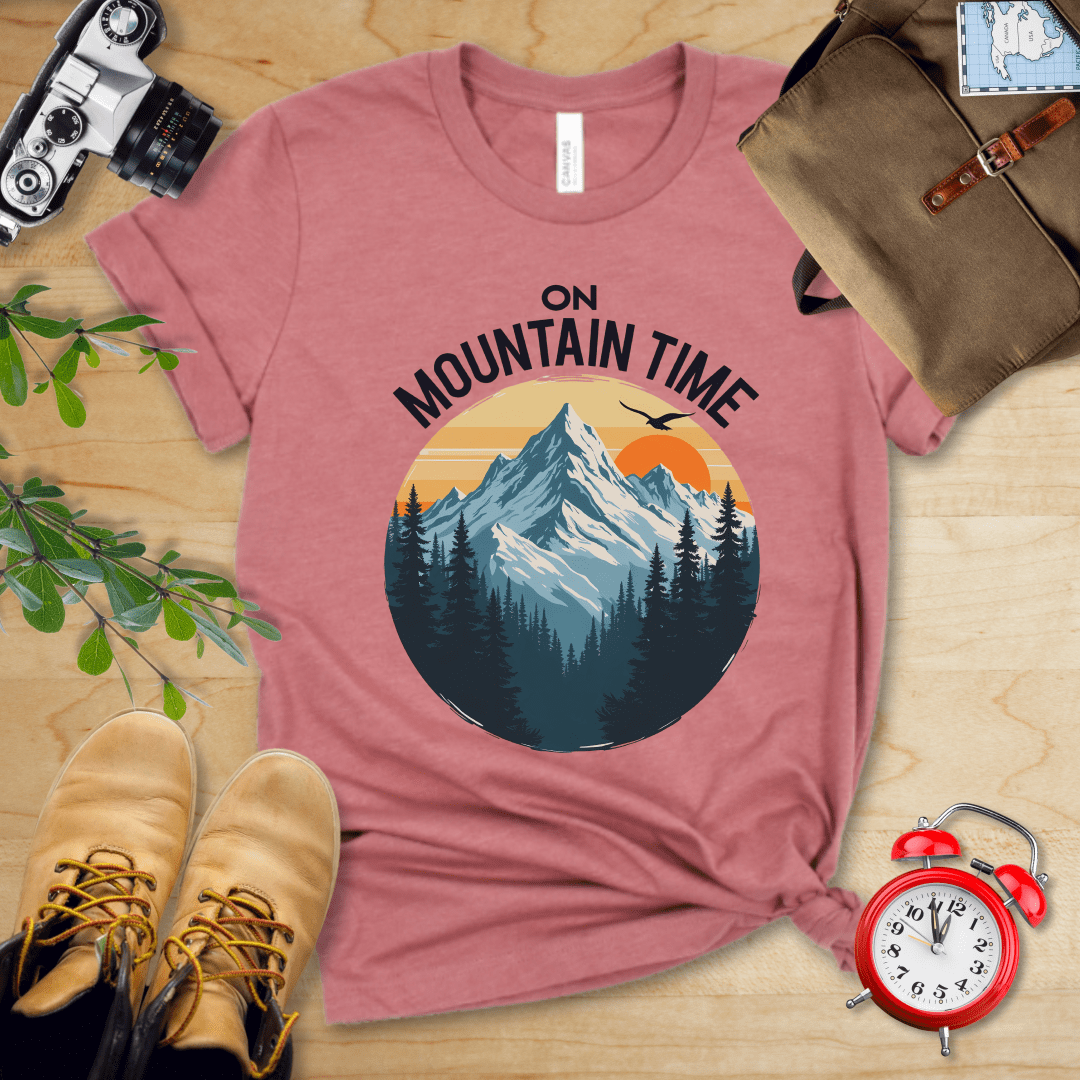 Printify T-Shirt Heather Mauve / S On Mountain Time Shirt