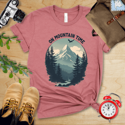 Printify T-Shirt Heather Mauve / S On Mountain Time Shirt