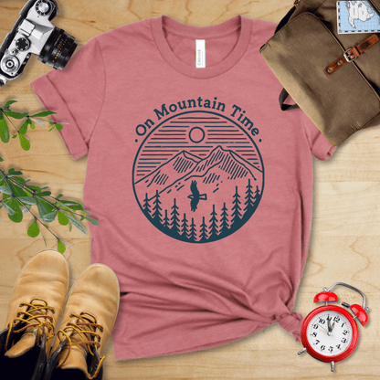 Printify T-Shirt Heather Mauve / S On Mountain Time Shirt