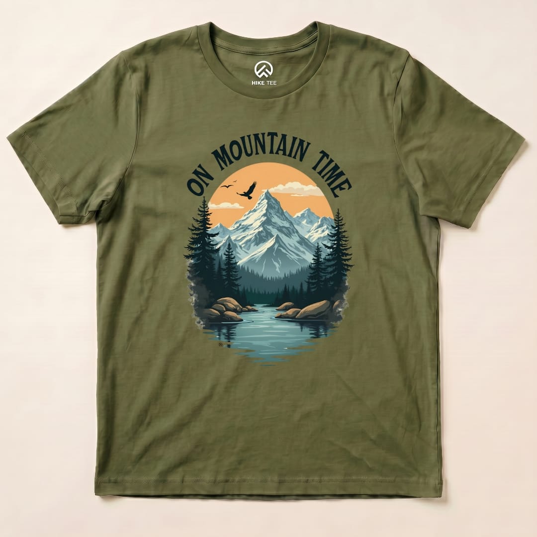 On Mountain Time Shirt Hike Tee T-Shirt Military Green / S