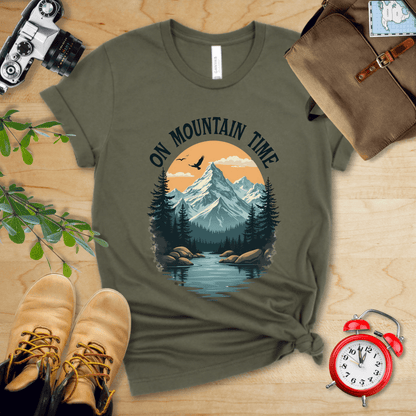 Printify T-Shirt Military Green / S On Mountain Time Shirt