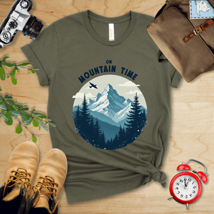 Printify T-Shirt Military Green / S On Mountain Time Shirt