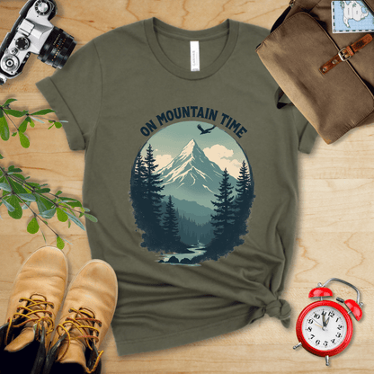 Printify T-Shirt Military Green / S On Mountain Time Shirt