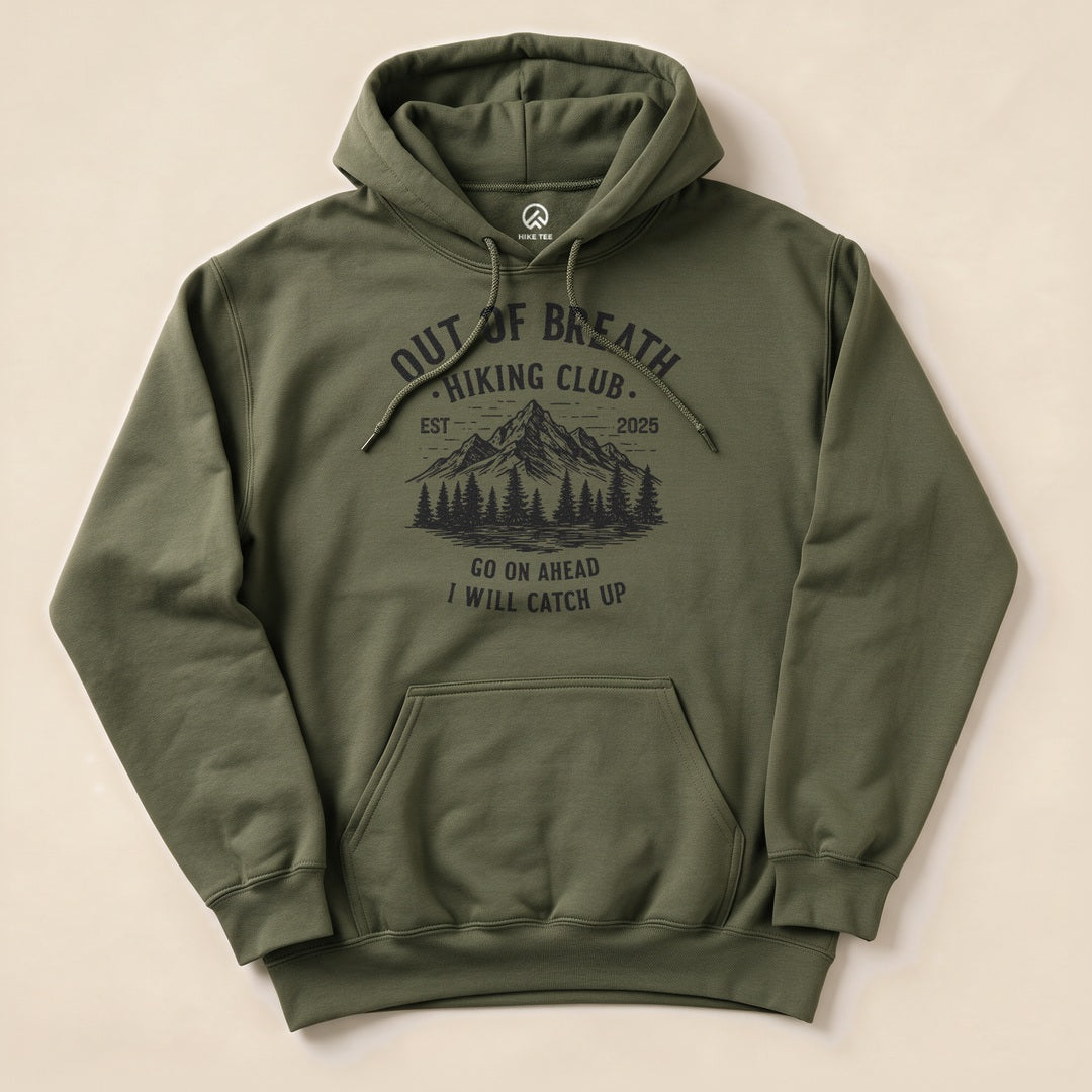 Out of Breath Mountains Hoodie - Military Green