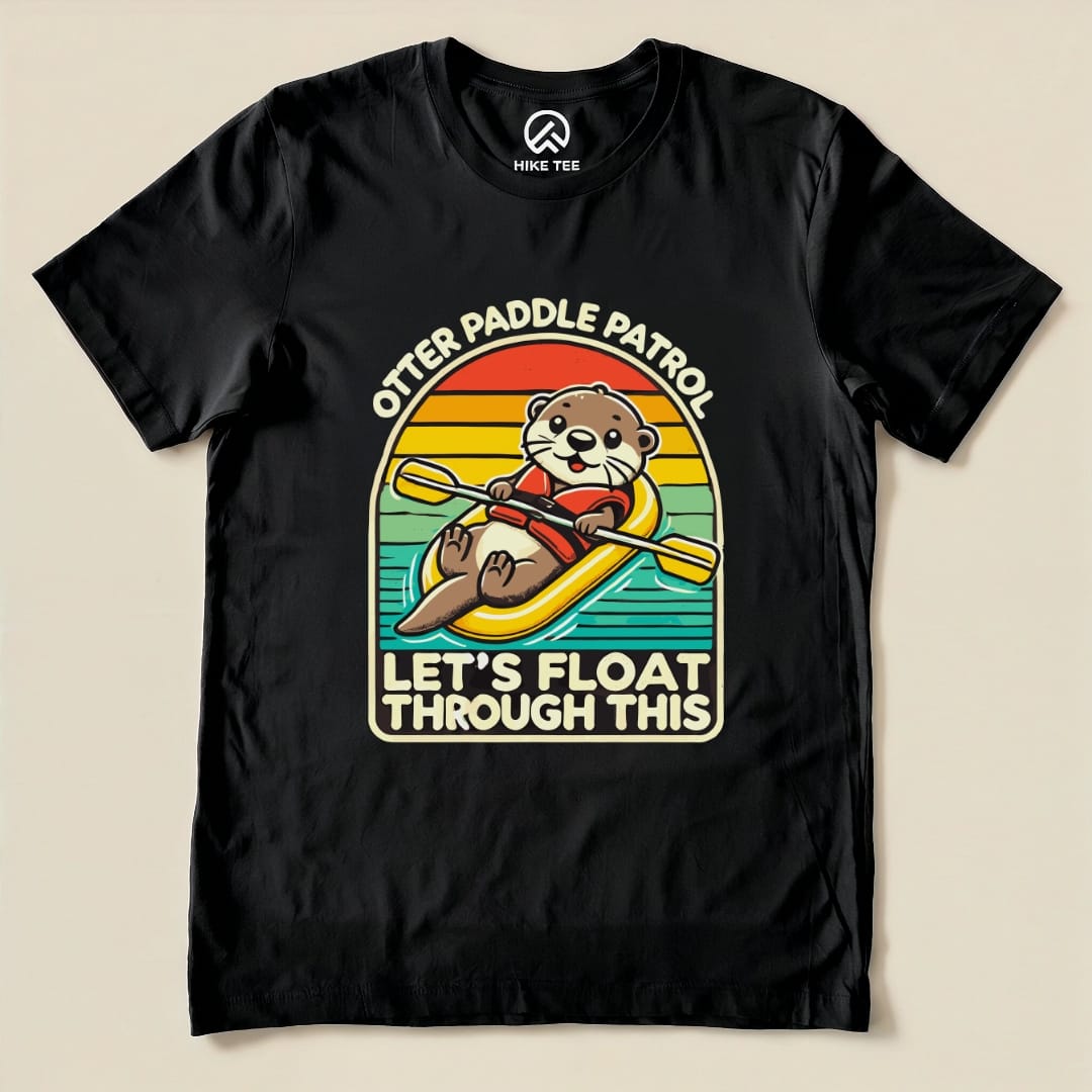 Otter Paddle Swim Patrol Shirt Hike Tee T-Shirt Black / S