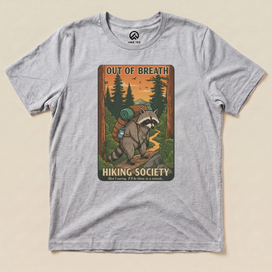 Out of Breath Funny  Raccoon Shirt Hike Tee T-Shirt Athletic Heather / S