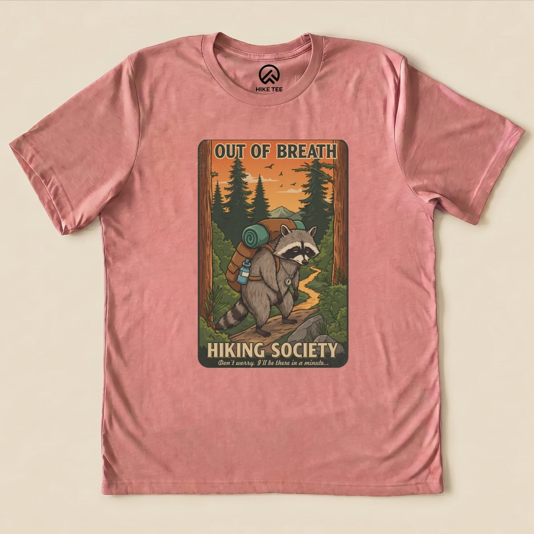 Out of Breath Funny  Raccoon Shirt Hike Tee T-Shirt Heather Mauve / S