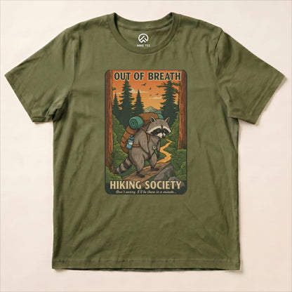 Out of Breath Funny  Raccoon Shirt Hike Tee T-Shirt Military Green / S