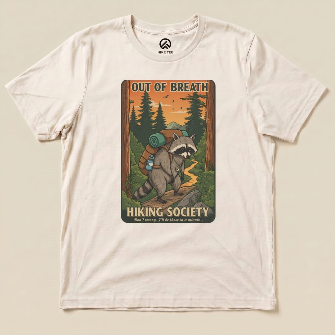 Out of Breath Funny  Raccoon Shirt Hike Tee T-Shirt Natural / S