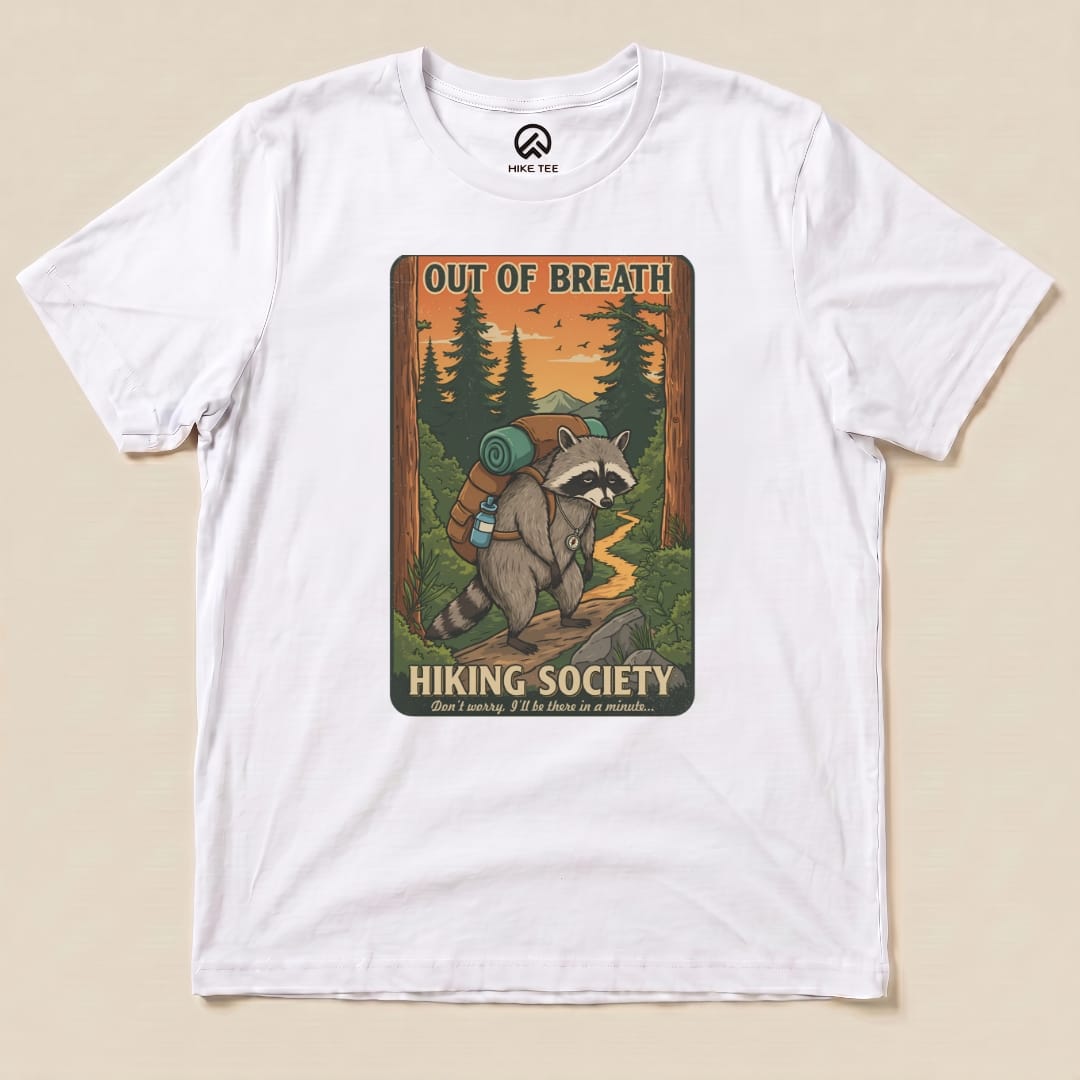 Out of Breath Funny  Raccoon Shirt Hike Tee T-Shirt White / S