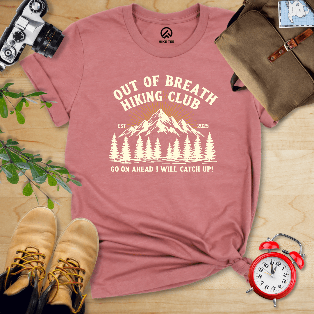 Hike Tee T-Shirt Heather Mauve / S Out Of Breath Hiking Club EST 2025 Shirt