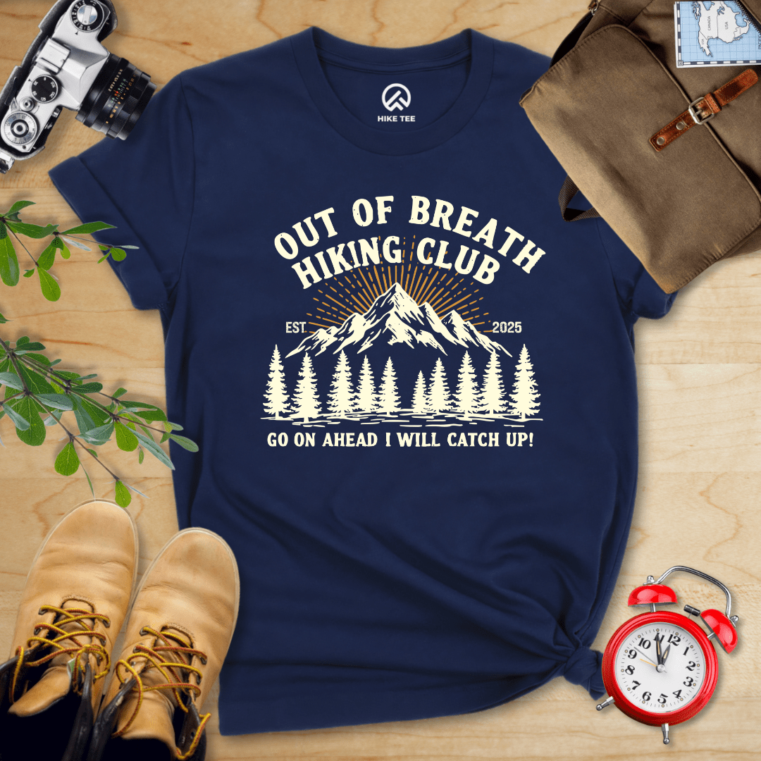 Hike Tee T-Shirt Navy / S Out Of Breath Hiking Club EST 2025 Shirt