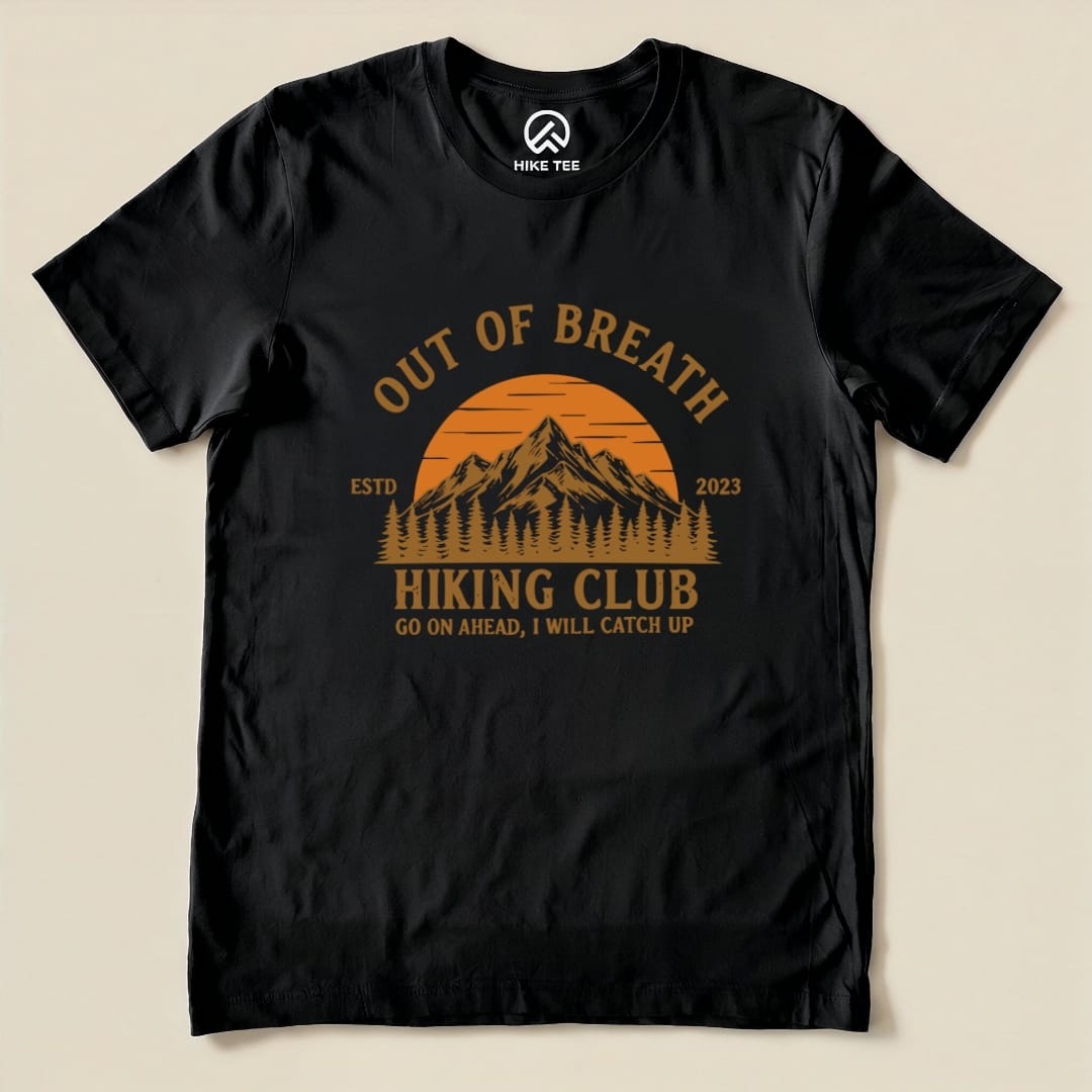 Out Of Breath Hiking Club Shirt Hike Tee T-Shirt Black / S