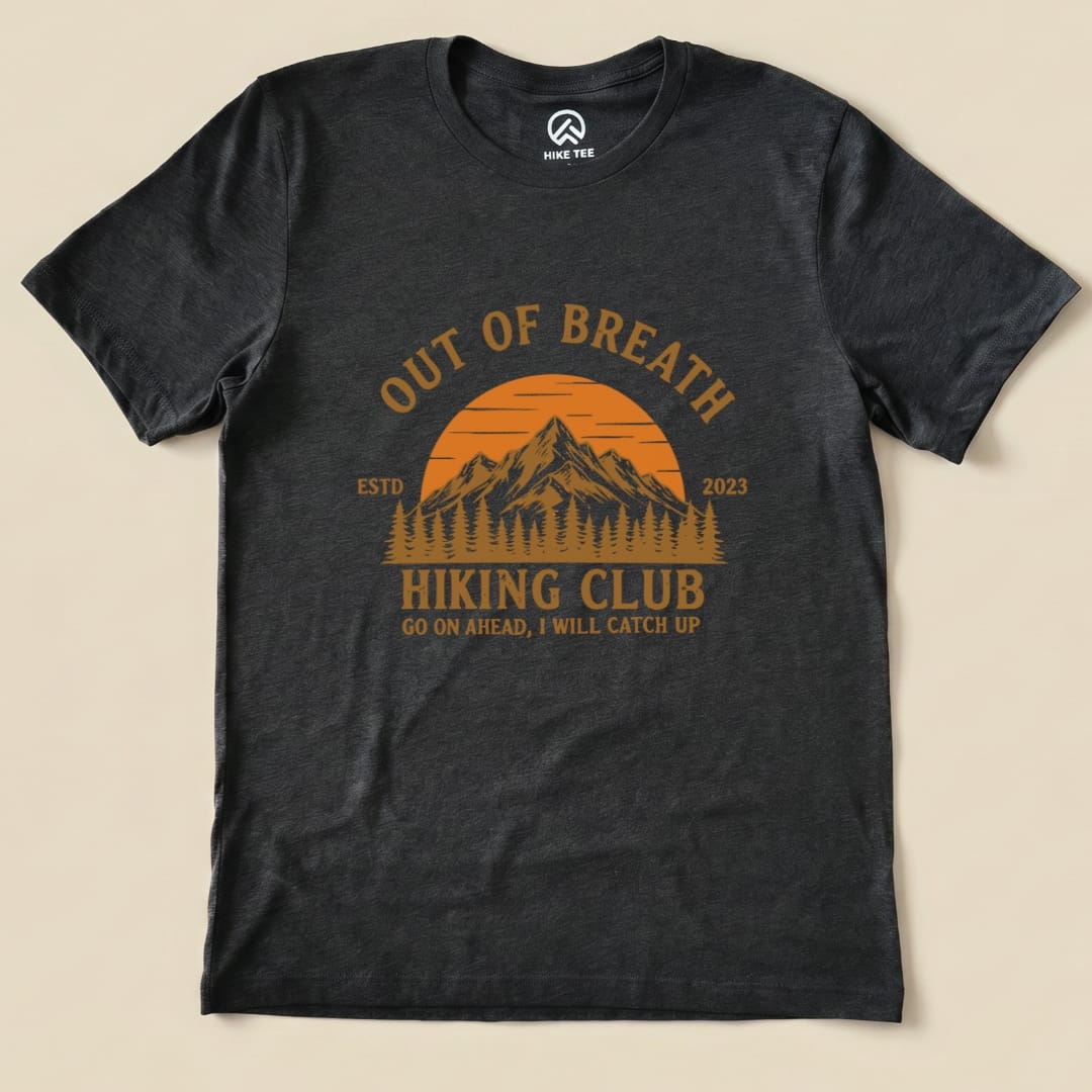 Out Of Breath Hiking Club Shirt Hike Tee T-Shirt Dark Grey Heather / S