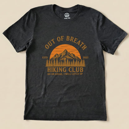Out Of Breath Hiking Club Shirt Hike Tee T-Shirt Dark Grey Heather / S