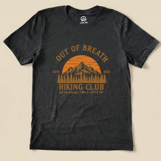 Out Of Breath Hiking Club Shirt Hike Tee T-Shirt Dark Grey Heather / S