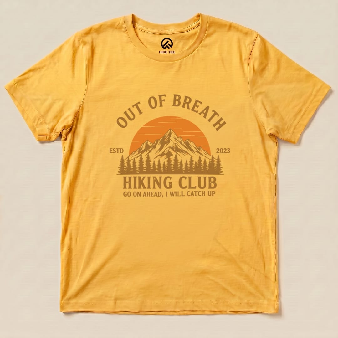 Out Of Breath Hiking Club Shirt Hike Tee T-Shirt Gold / S
